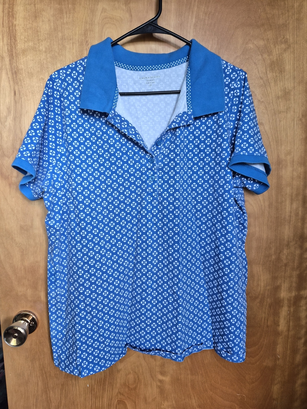 Blue Printed Polo Shirt - Laura Scott